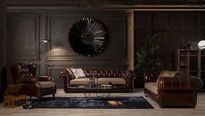 Almira Leather Sofa Set - Thumbnail