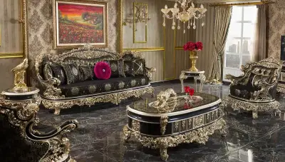 Altay Black Classic Sofa Set