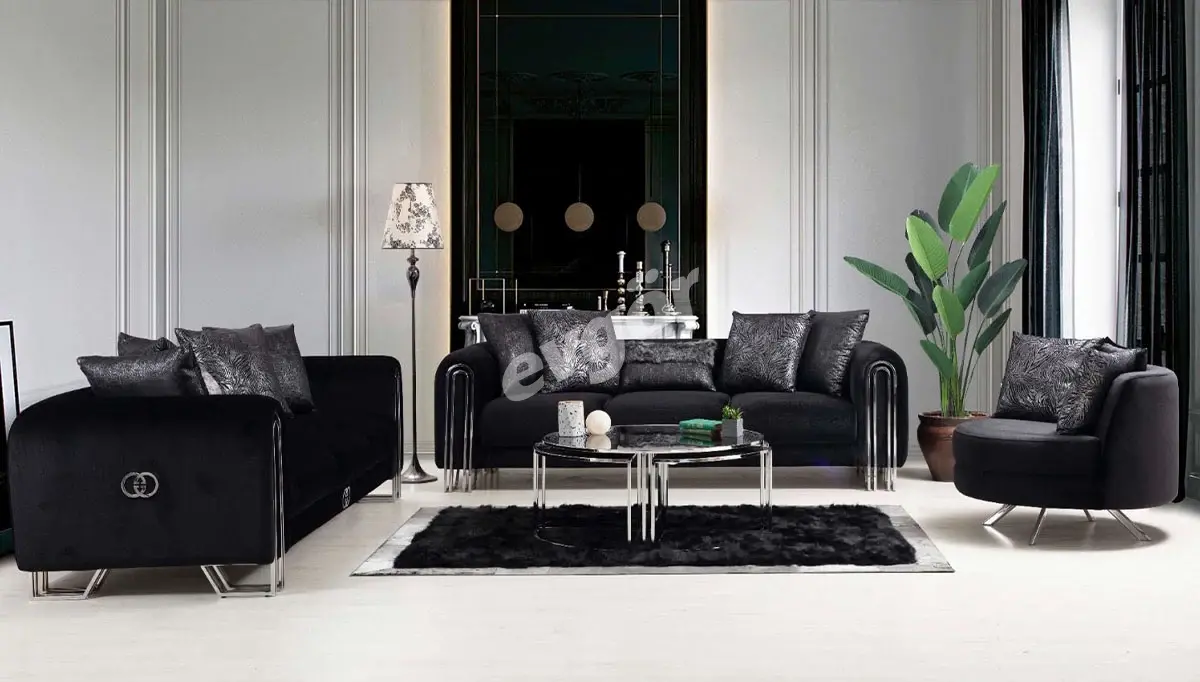 Ancela Black Sofa Set