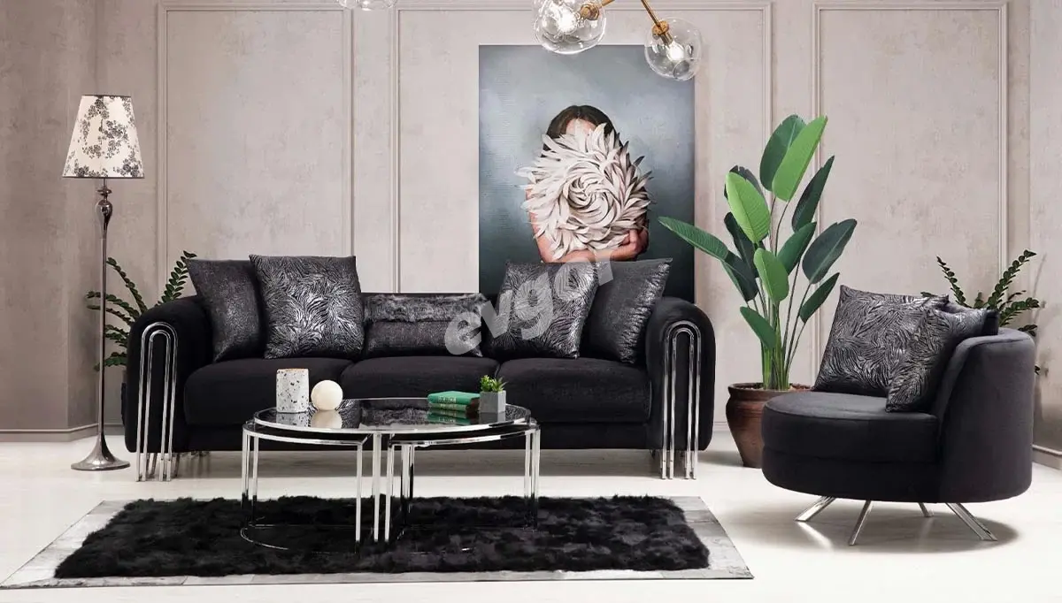 Ancela Black Sofa Set