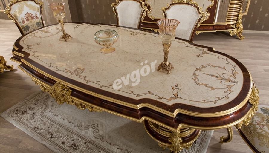 Andorya Ceviz Klasik Yemek Masası