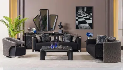 Anit Black Sofa Set - Thumbnail