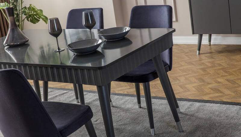 Adelya Antrasit Gri Modern Yemek Masası - 2