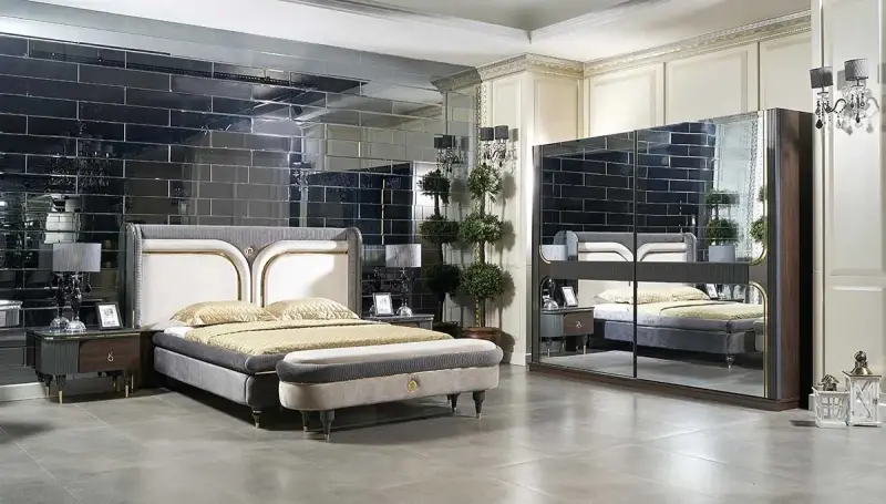 Akron Modern Krem Yatak Odası - 1