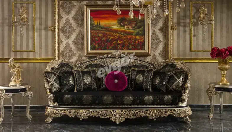 Altay Siyah Klasik Üçlü Koltuk - 2