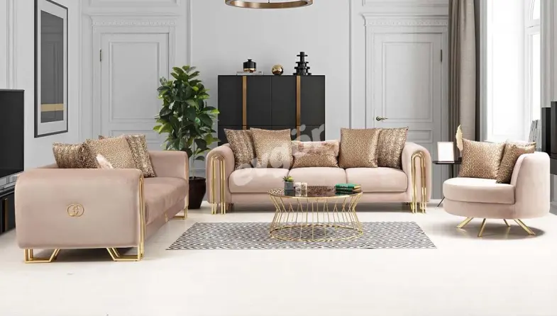 Ancela Krem Modern Koltuk Takımı - 1