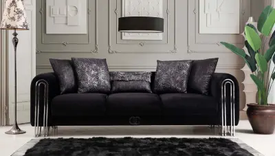 Ancela Siyah Modern Koltuk Takımı - 3