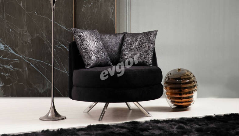 Ancela Siyah Modern Tekli Koltuk - 1