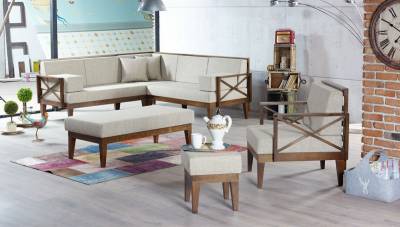 Çamlıbel Bej Oriental Corner Set