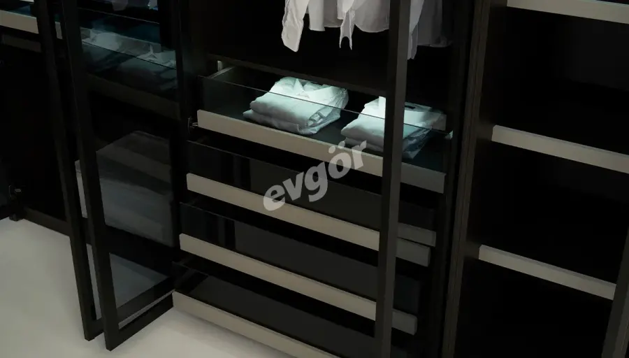 Derin Modern Ayna Kapaklı Köşe Elbise Dolabı - 2