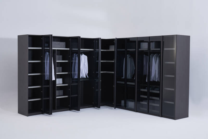 Derin Modern Ayna Kapaklı Köşe Elbise Dolabı