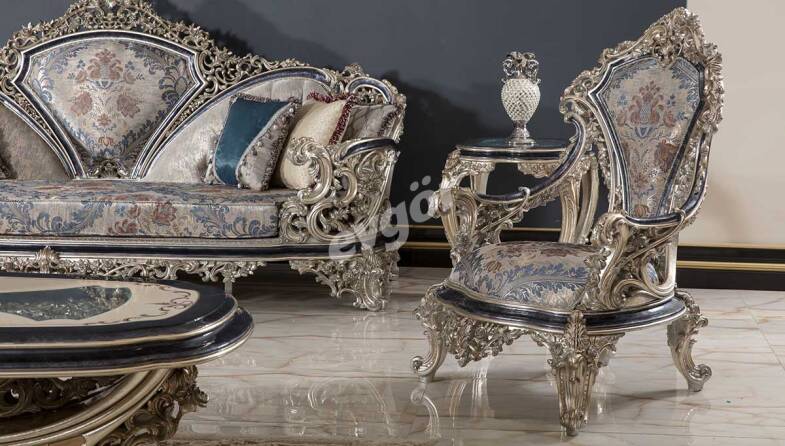 Dilruba Klasik Gri Tekli Koltuk - 1