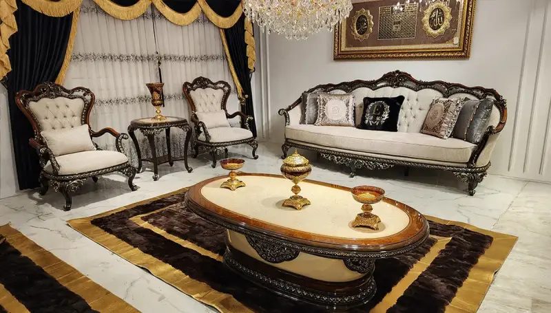 طقم أريكة كلاسيكي من خشب الجوزEftelya - 1