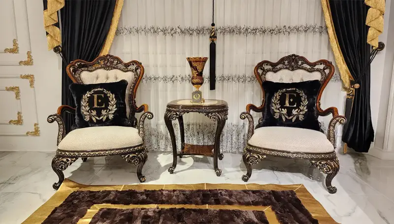 طقم أريكة كلاسيكي من خشب الجوزEftelya - 4