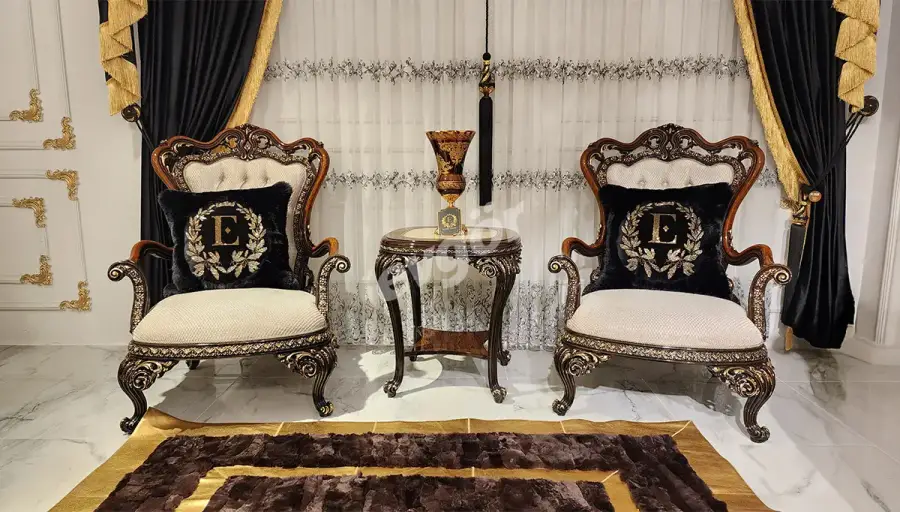 طقم أريكة كلاسيكي من خشب الجوزEftelya - 4