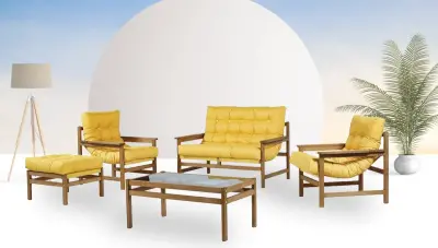 Fermont Sarı Bahçe Oturma Grubu