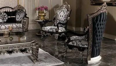 Fethiye Siyah Klasik Koltuk Takımı - 4