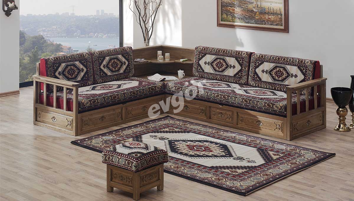 Harem Carved Wooden Oriental Corner Set