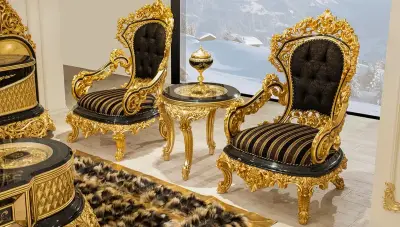 Hazar Siyah Klasik Koltuk Takımı - 5