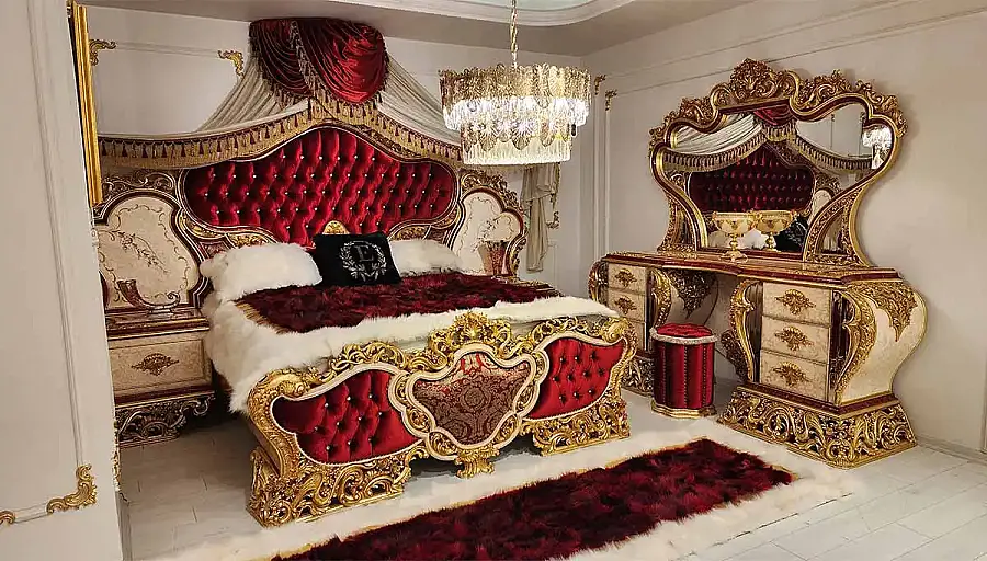 غرفة نوم كلاسيكية حمراء Humeyra - 1