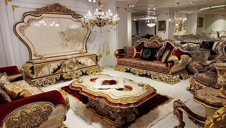 طقم أريكة كلاسيكي أحمرHumeyra - 1