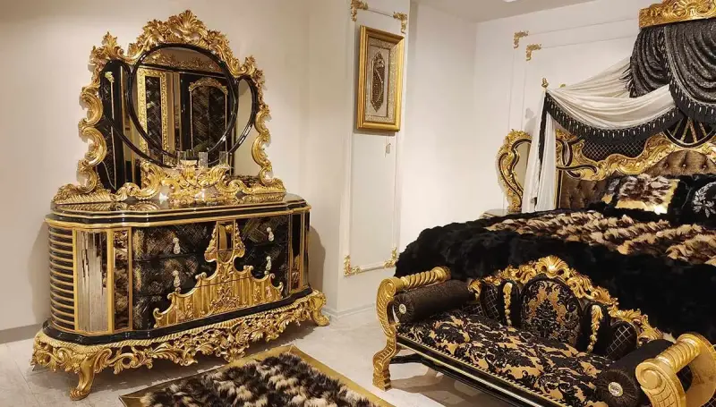 Kamelya Siyah Klasik Yatak Odası - 5