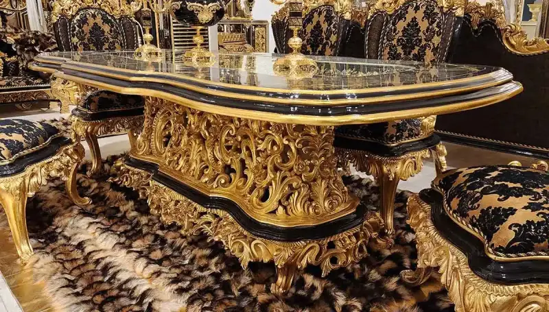 Kamelya Siyah Klasik Yemek Odası - 4