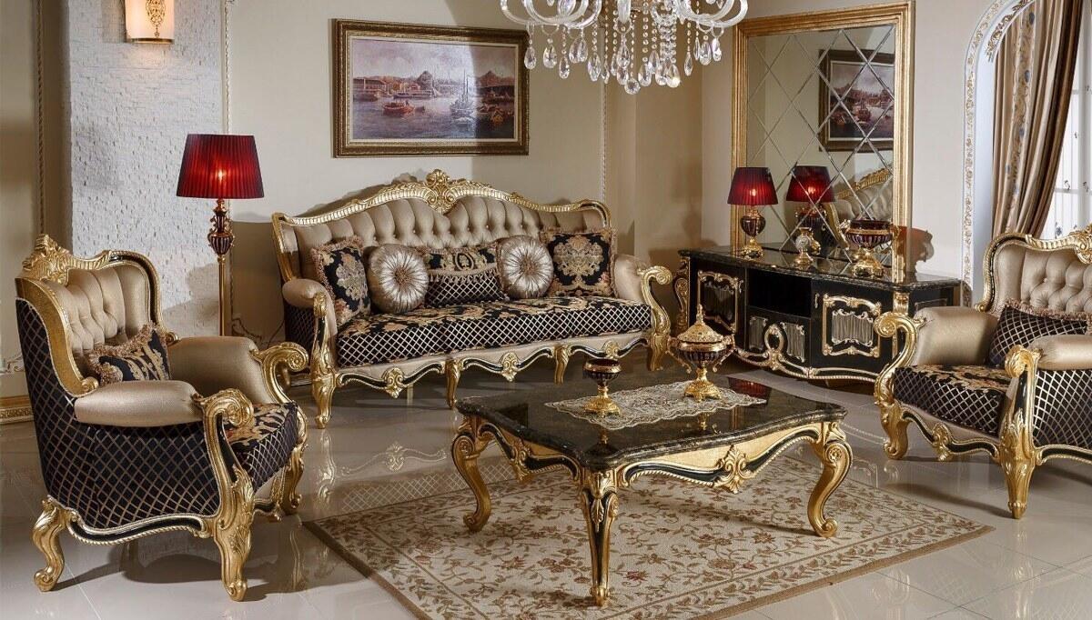 Kayıhan Black Classic Sofa Set - 1