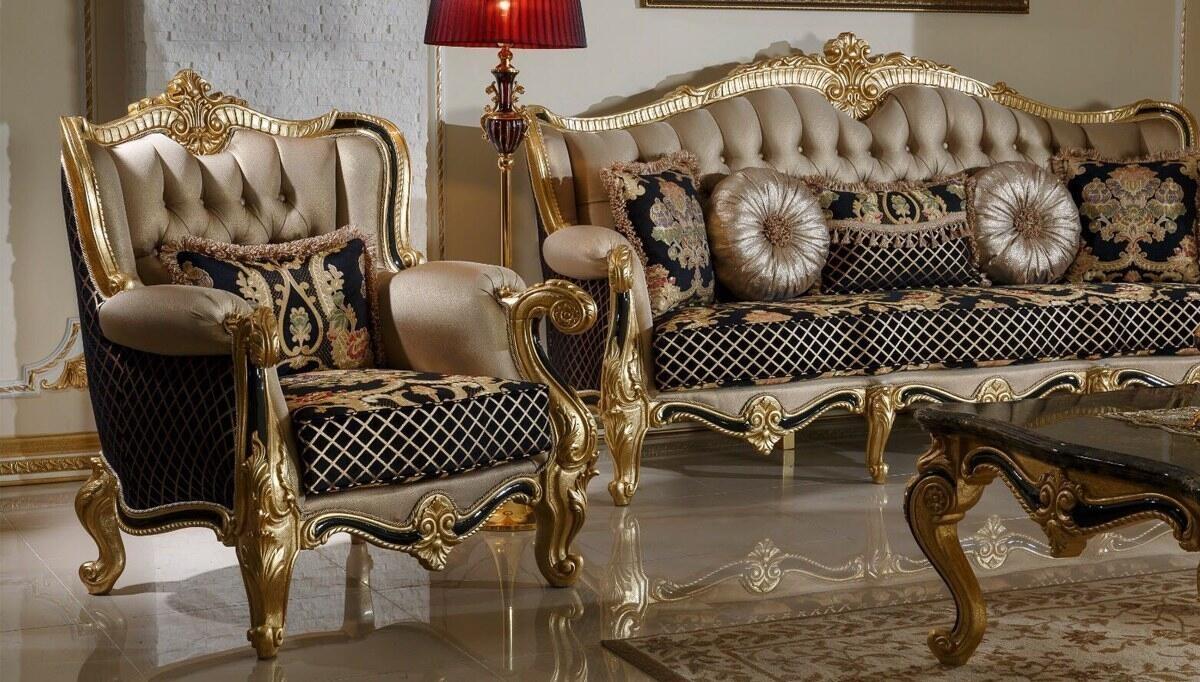 Kayıhan Black Classic Sofa Set - 2
