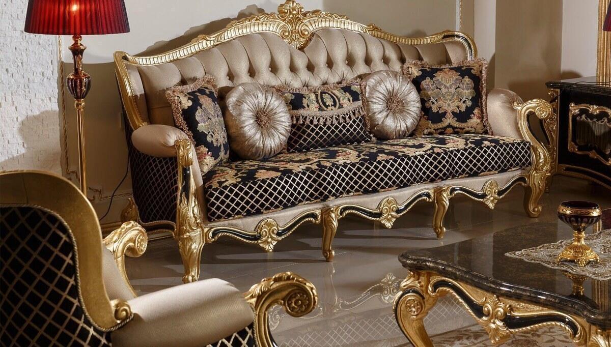 Kayıhan Black Classic Sofa Set - 3