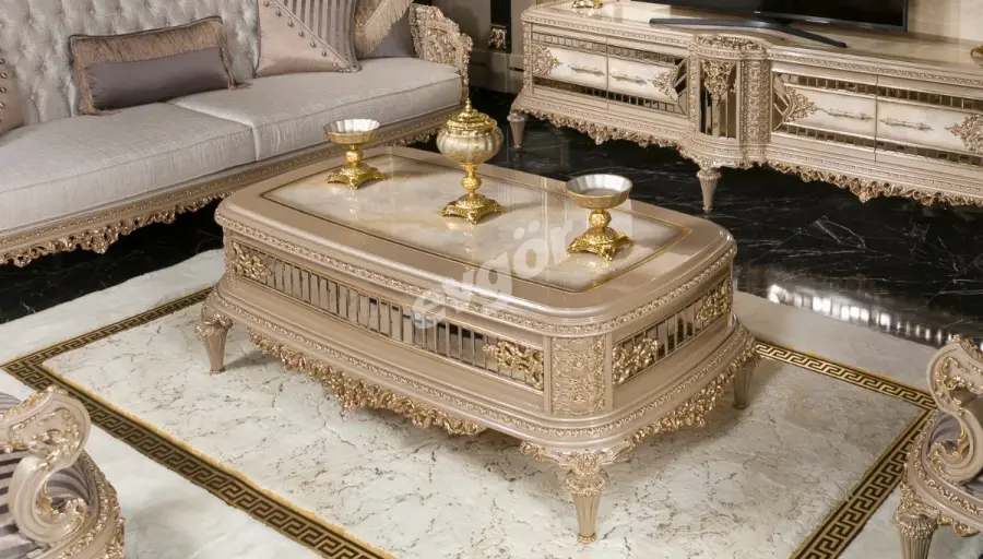 Laleli Krem Klasik Koltuk Takımı - 5