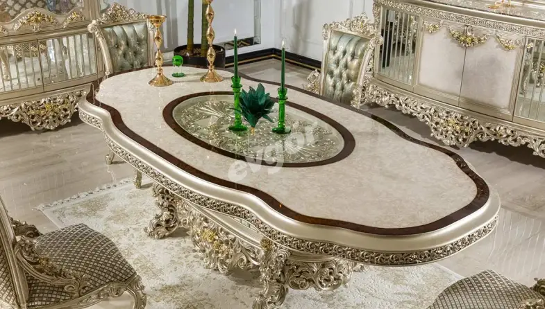 Madalyon Yeşil Klasik Yemek Masası - 1