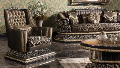 Mahaçkale Siyah Klasik Koltuk Takımı - 6