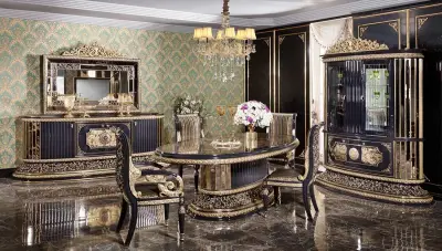 Mahaçkale Siyah Klasik Yemek Odası - 1