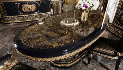 Mahaçkale Siyah Klasik Yemek Odası - 5