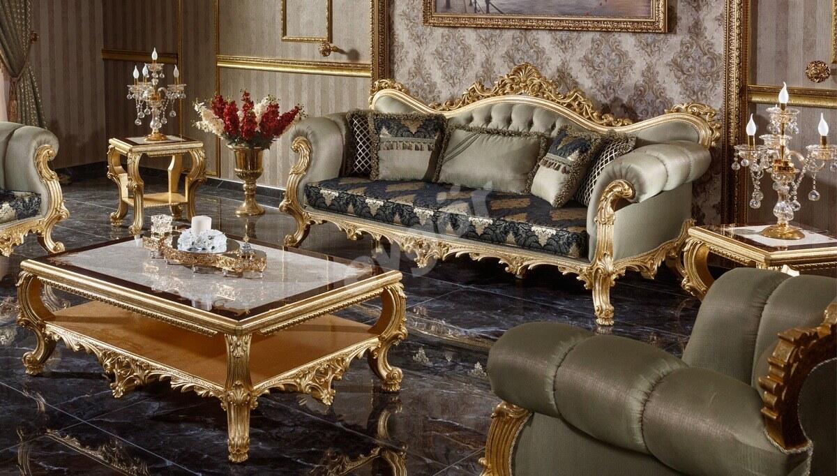 Monesa Gold Leaf Sofa Set - 2
