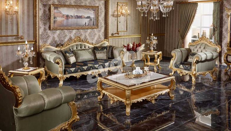 Monesa Gold Leaf Sofa Set - 1
