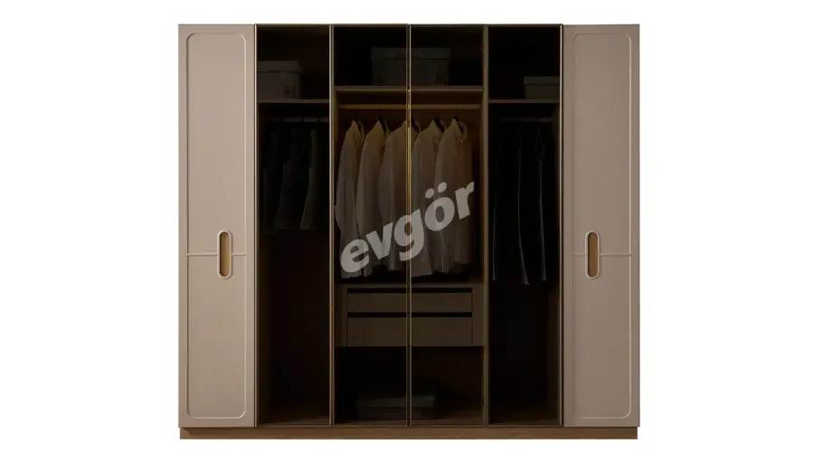 Novara Modern Gardırop (2 Boyalı+ 4 Alüminyum Kapak) - 1