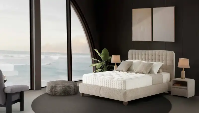 Relah Ekru Yatak Baza Set