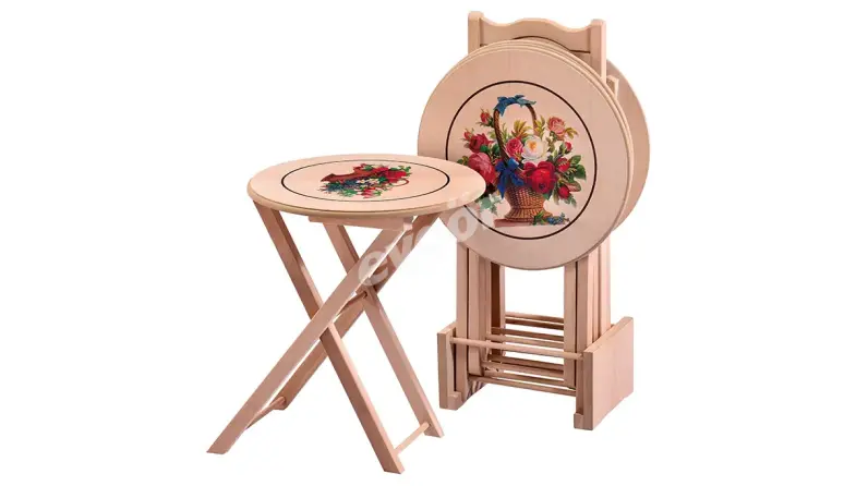 Marinas Resimli Round Çanta Zigon Coffee Table - 1