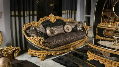 Royal Siyah Klasik Koltuk Takımı - 3