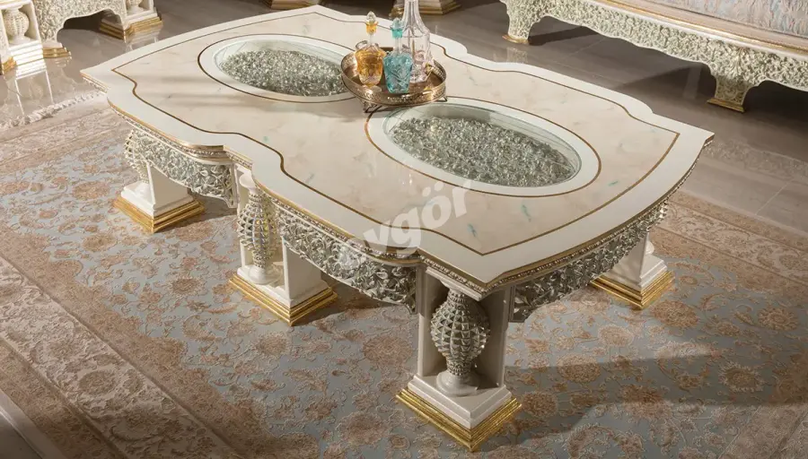 Şahmaran Beyaz Klasik Orta Sehpa - 1