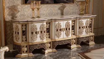 Şahmaran Krem Klasik Koltuk Takımı - 10