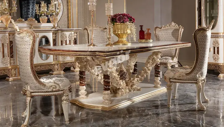 Şahmaran Krem Klasik Yemek Masası - 1