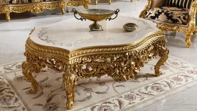 Şehrazat Lake Carved Classic Sofa Set - 4