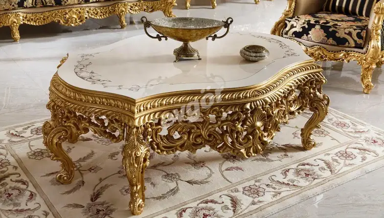 Şehrazat Lake Carved Classic Sofa Set - 4