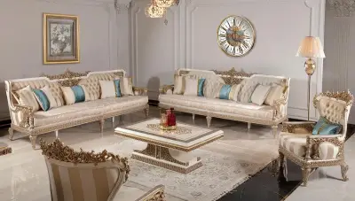 Selçuklu Krem Klasik Koltuk Takımı - 1