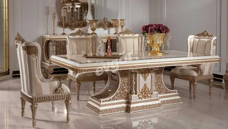 Selçuklu Krem Klasik Yemek Masası - 1