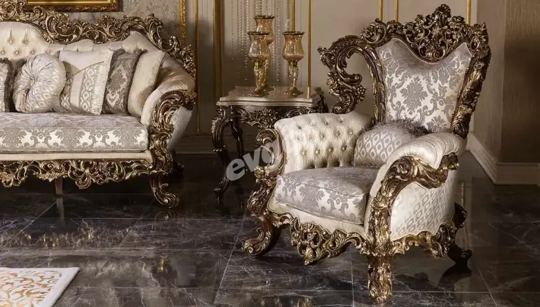 Süleyman Şah Kahverengi Klasik Koltuk Takımı - 4