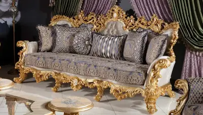 Sultan Krem Klasik Koltuk Takımı - 3